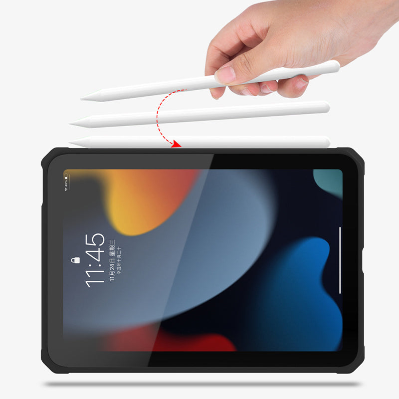 For iPad 10.2 (2021) / (2019) / (2020) TPU+PC Tablet Case Air Cushion Protective Kickstand Cover with Pencil Holder