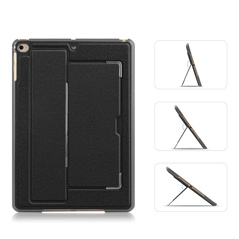 For iPad 9.7-inch (2017) / (2018) PU Leather+TPU Tablet Case Rotating Shaft Kickstand Protective Cover