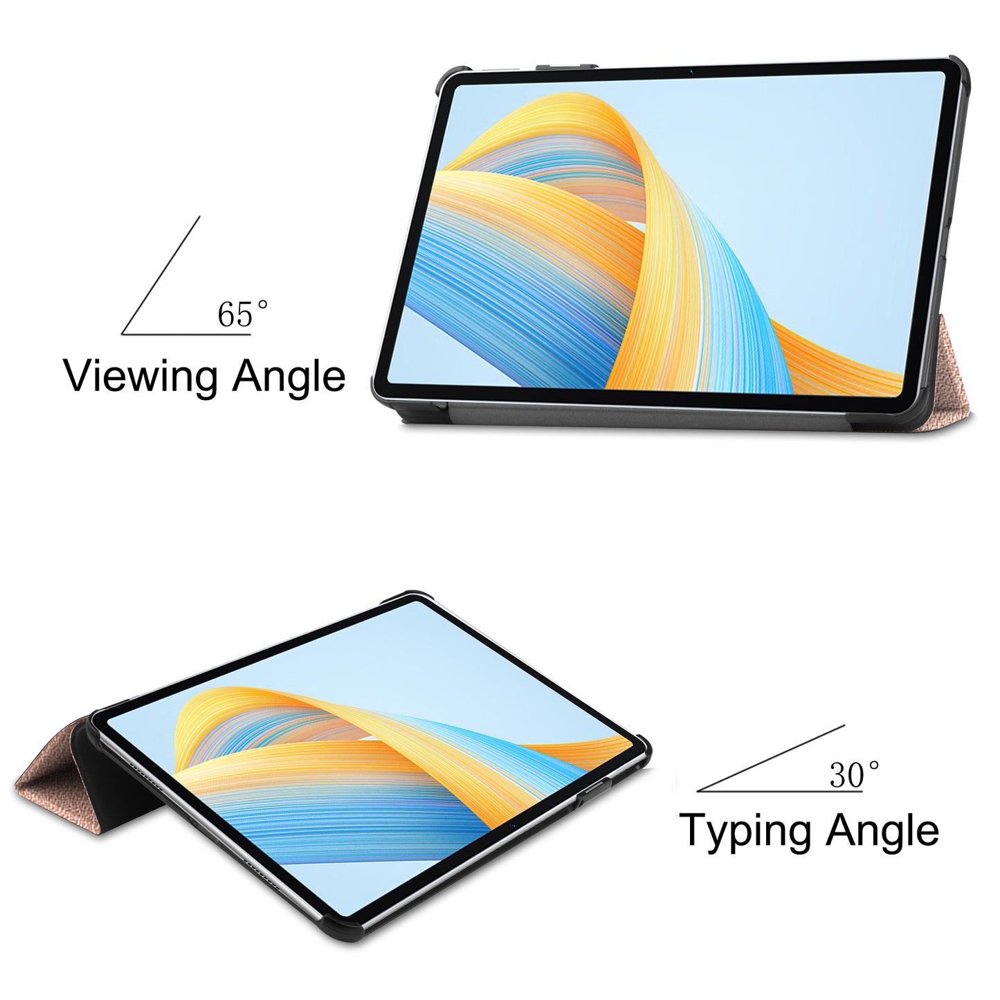 For Honor Pad V8 Tri-fold Stand Tablet Case PU Leather Full Protective Cover with Auto Sleep / Wake