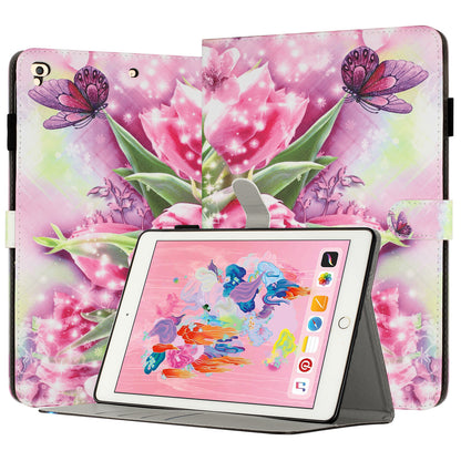 For iPad 9.7-inch (2017) / (2018) / iPad Air (2013) / Air 2 PU Leather Tablet Case Pattern Printing Shockproof Cover with Card Holder