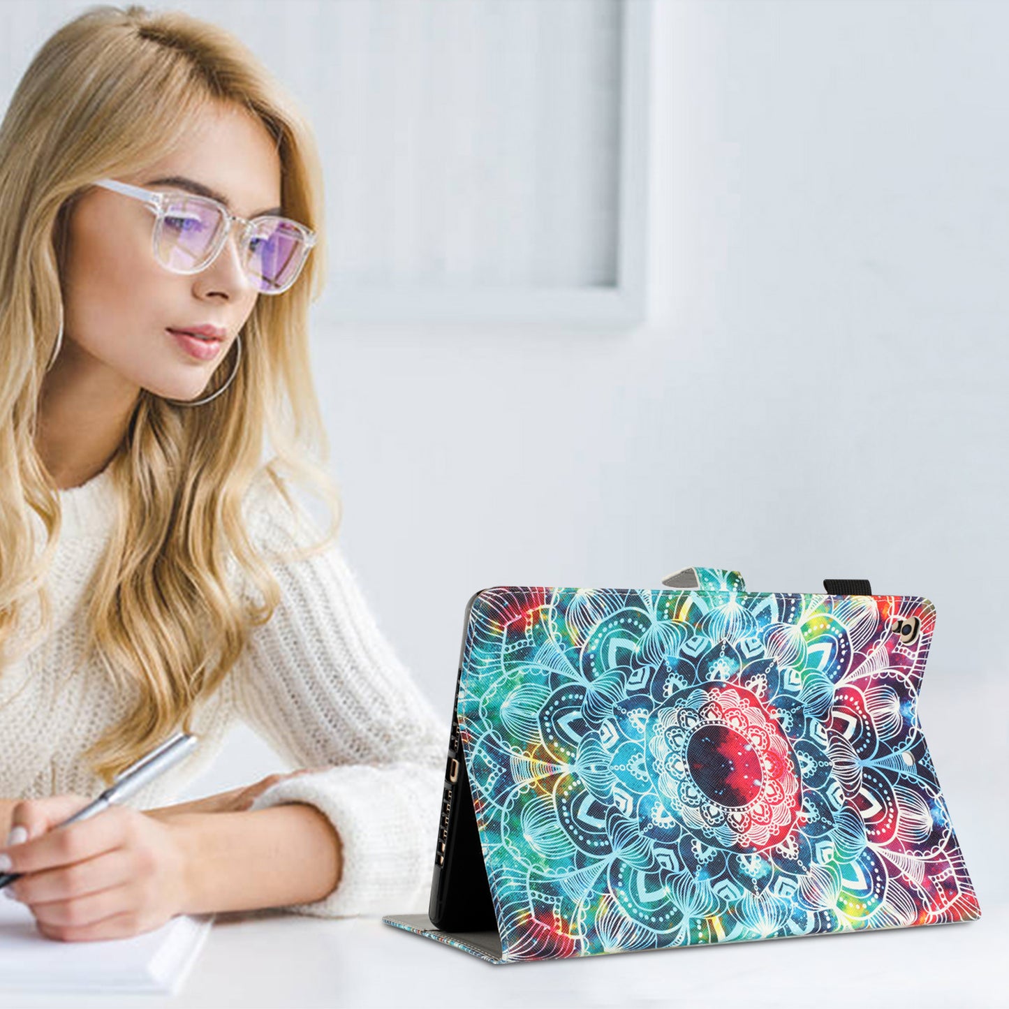 For iPad 9.7-inch (2017) / (2018) / iPad Air (2013) / Air 2 PU Leather Tablet Case Pattern Printing Shockproof Cover with Card Holder
