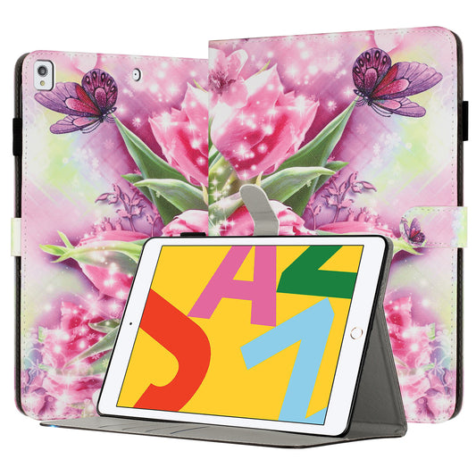 For iPad 10.2 (2021) / (2019) / (2020) PU Leather Flip Cover Pattern Printing Protective Tablet Wallet Case