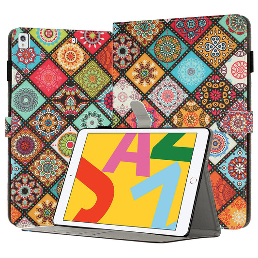 For iPad 10.2 (2021) / (2019) / (2020) PU Leather Flip Cover Pattern Printing Protective Tablet Wallet Case