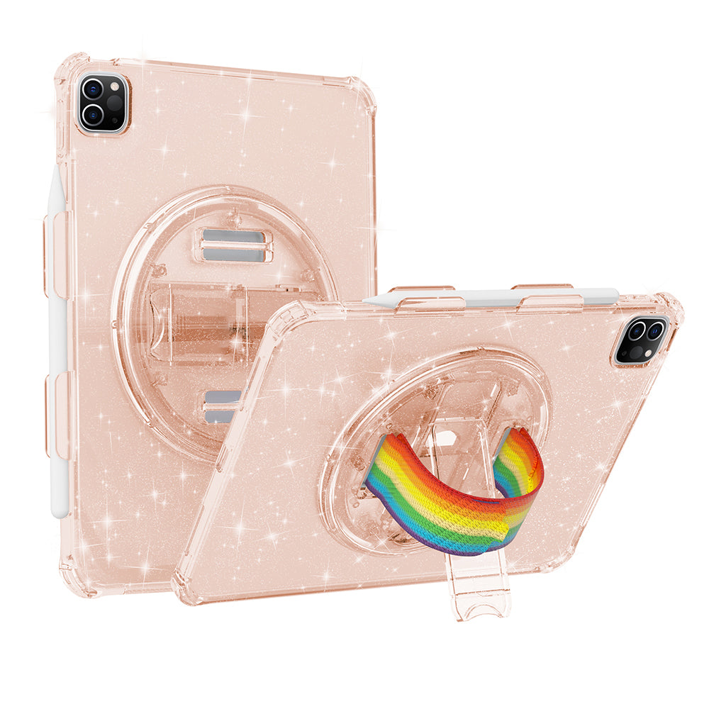 For iPad Pro 11 (2018) / (2020) / (2021) / (2022) TPU+PC Tablet Case Rotary Hand Strap Kickstand Tablet Cover