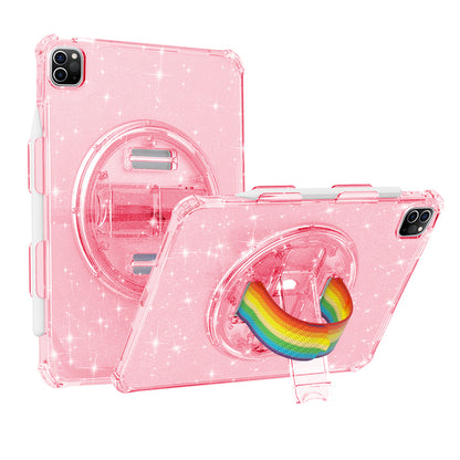 For iPad Pro 11 (2018) / (2020) / (2021) / (2022) TPU+PC Tablet Case Rotary Hand Strap Kickstand Tablet Cover