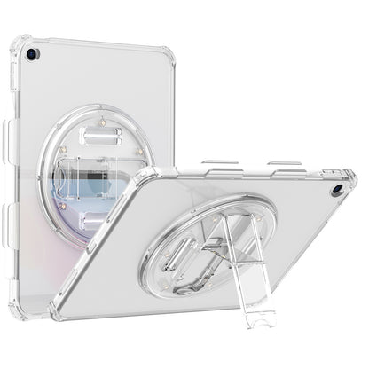 For iPad 10.2 (2021) / (2020) / (2019) Rotary Hand Strap Kickstand Tablet Case TPU+PC Tablet Cover with Shoulder Strap