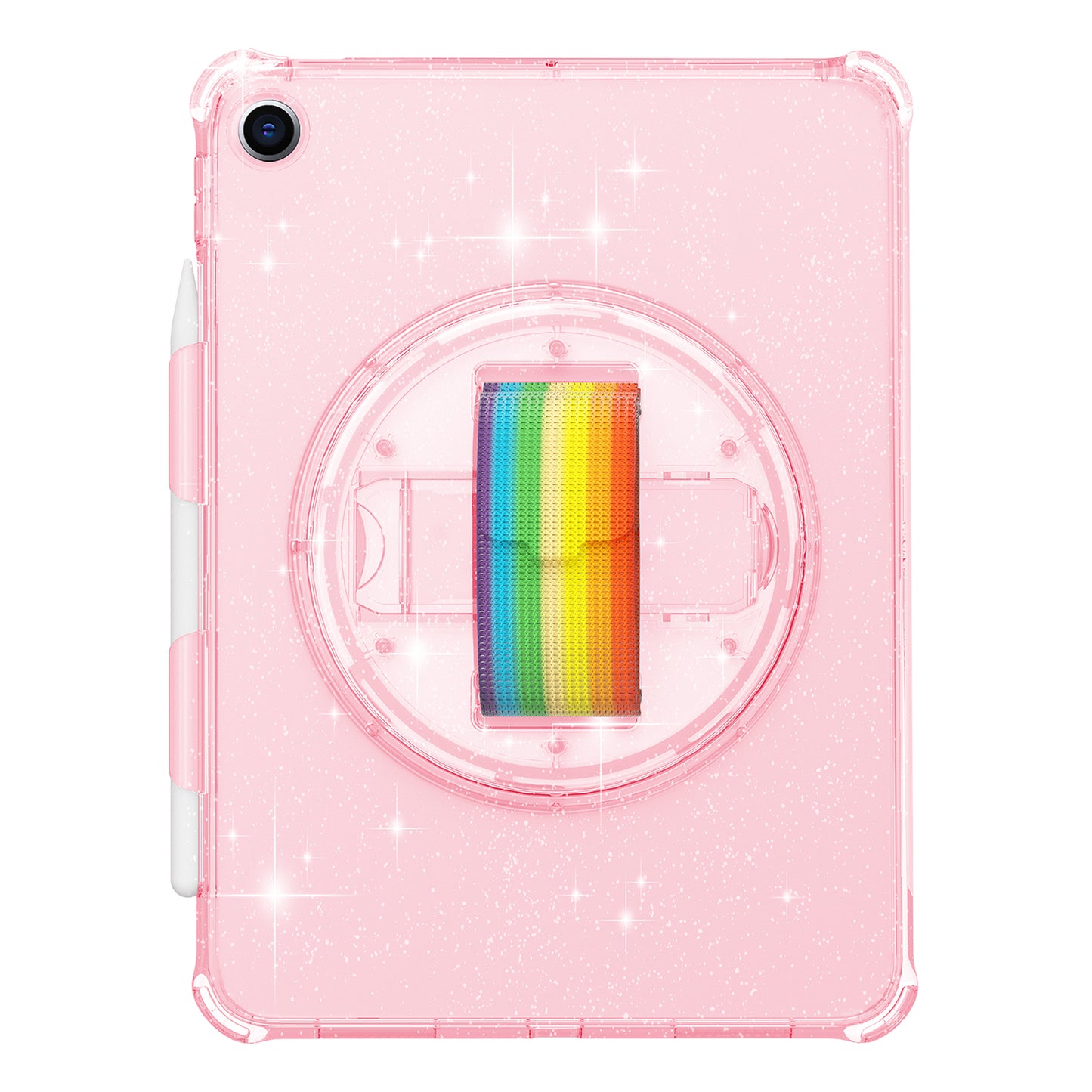 For iPad 10.2 (2021) / (2020) / (2019) Rotary Hand Strap Kickstand Tablet Case TPU+PC Tablet Cover with Shoulder Strap