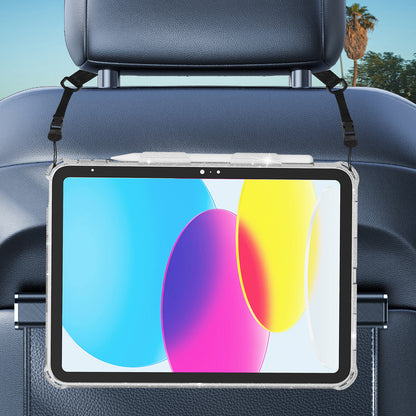 For iPad 10.2 (2021) / (2020) / (2019) Rotary Hand Strap Kickstand Tablet Case TPU+PC Tablet Cover with Shoulder Strap