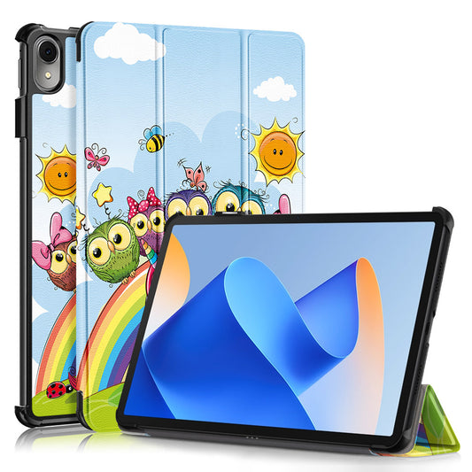 For Huawei MatePad 11 (2023) Tri-fold Stand Tablet Case Pattern Printing PU Leather Cover with Auto Wake / Sleep
