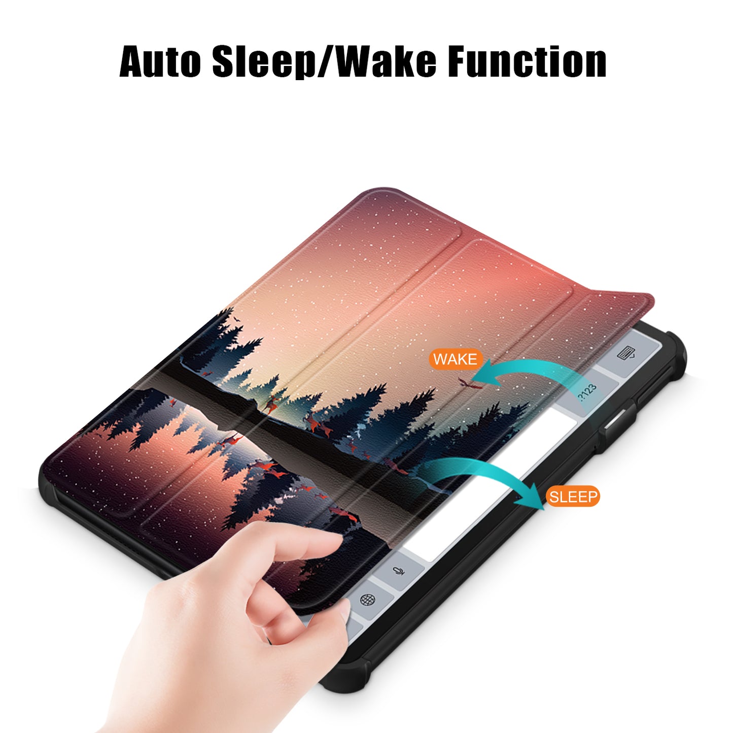 For Huawei MatePad 11 (2023) Tri-fold Stand Tablet Case Pattern Printing PU Leather Cover with Auto Wake / Sleep