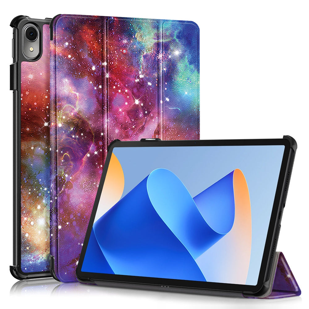 For Huawei MatePad 11 (2023) Tri-fold Stand Tablet Case Pattern Printing PU Leather Cover with Auto Wake / Sleep