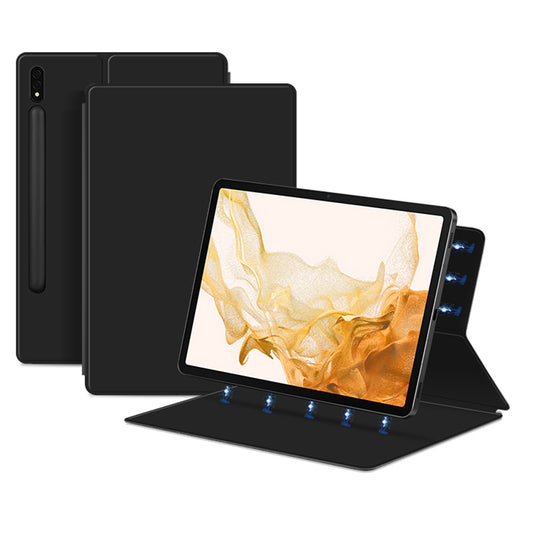 For Samsung Galaxy Tab S8 Magnetic Attachment Tablet Case PU Leather+PC Stand Cover with Auto Sleep / Wake