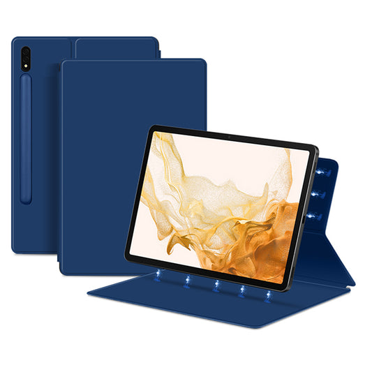 For Samsung Galaxy Tab S8 Magnetic Attachment Tablet Case PU Leather+PC Stand Cover with Auto Sleep / Wake