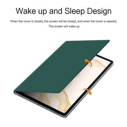 For Samsung Galaxy Tab S8 Magnetic Attachment Tablet Case PU Leather+PC Stand Cover with Auto Sleep / Wake