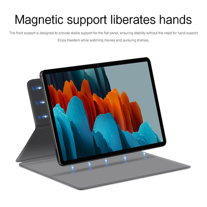 For Samsung Galaxy Tab S7 PU Leather Magnetic Tablet Case Stand Auto Sleep / Wake Cover