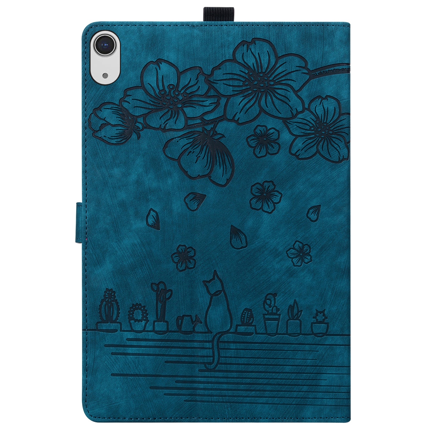 For iPad 10.9 (2022) PU Leather Tablet Case Imprinted Flower Cat Card Holder Stand Tablet Cover