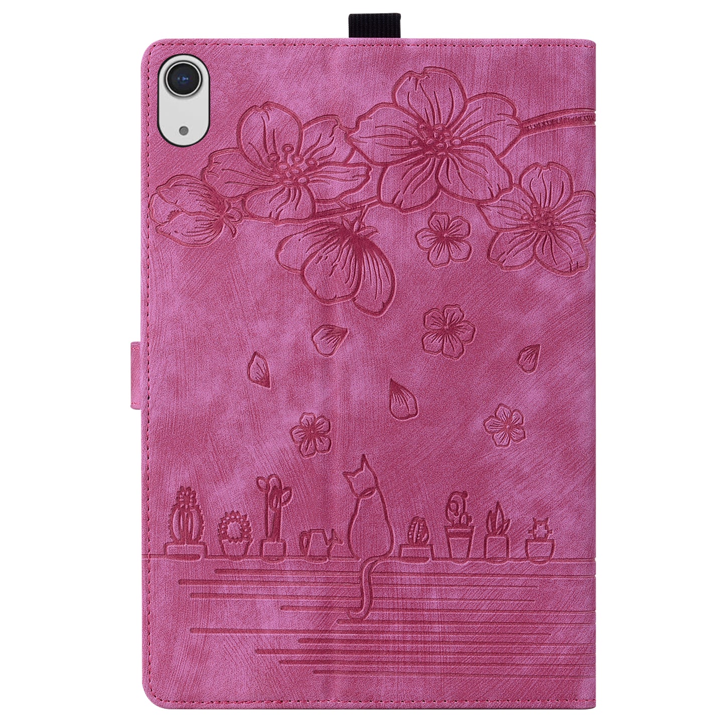For iPad 10.9 (2022) PU Leather Tablet Case Imprinted Flower Cat Card Holder Stand Tablet Cover