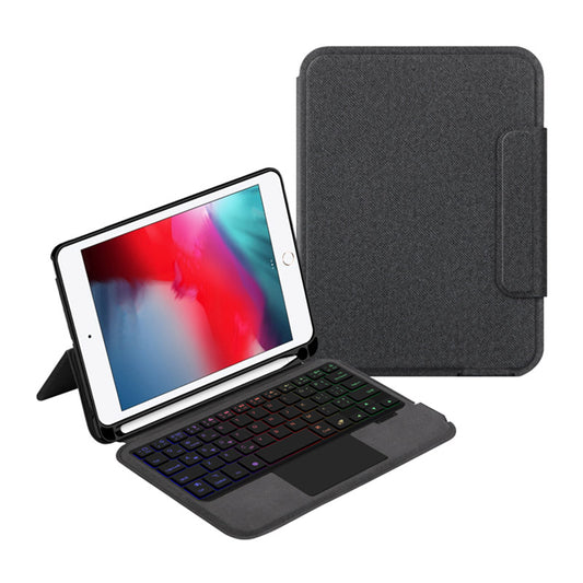 For iPad mini 4 / mini (2019) 7.9 inch Backlight Touchpad Keyboard Integrated Genuine Cow Leather Stand Tablet Case