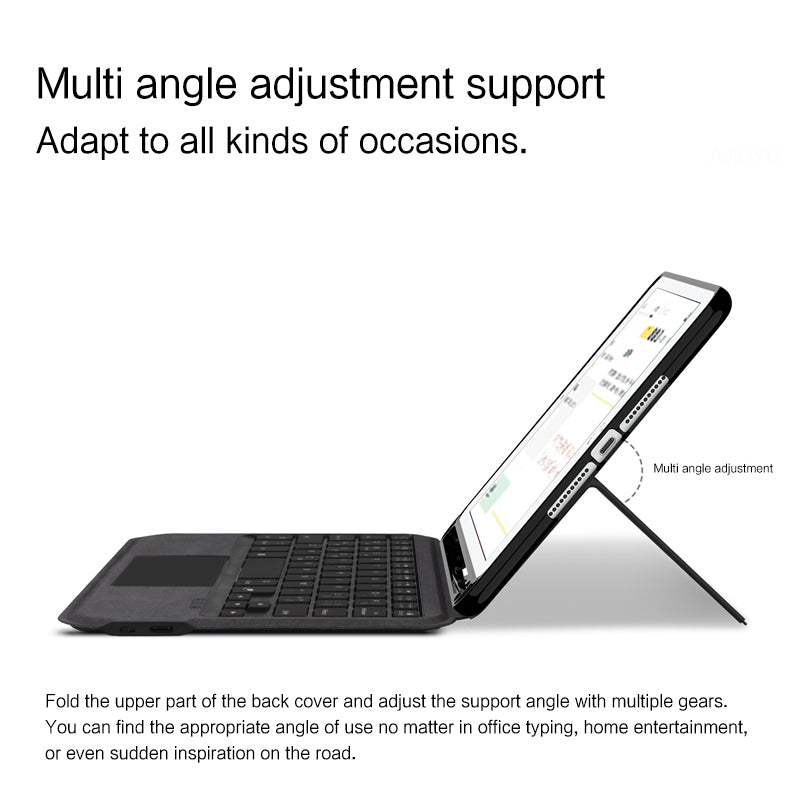 For iPad mini 4 / mini (2019) 7.9 inch Backlight Touchpad Keyboard Integrated Genuine Cow Leather Stand Tablet Case