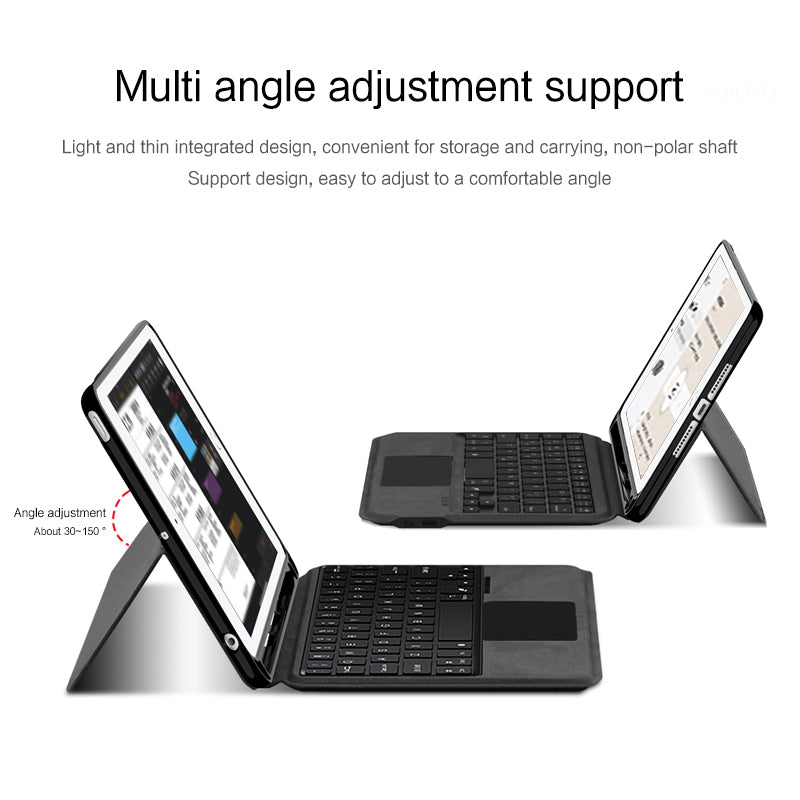 For iPad mini 4 / mini (2019) 7.9 inch Backlight Touchpad Keyboard Integrated Genuine Cow Leather Stand Tablet Case