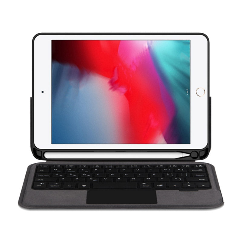 For iPad mini 4 / mini (2019) 7.9 inch Backlight Touchpad Keyboard Integrated Genuine Cow Leather Stand Tablet Case