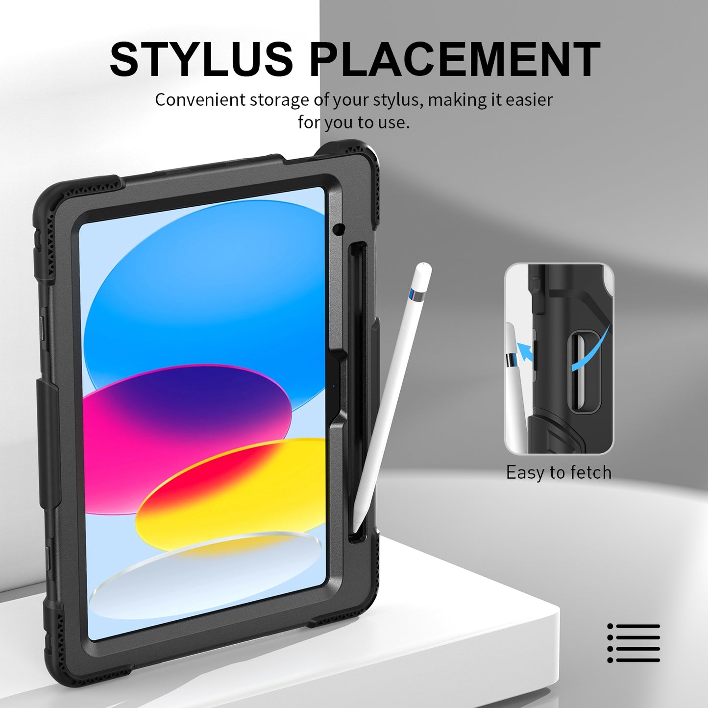 For iPad 10.9 (2022) Shockproof Kickstand Case PC+Silicone Tablet Cover with Shoulder Strap
