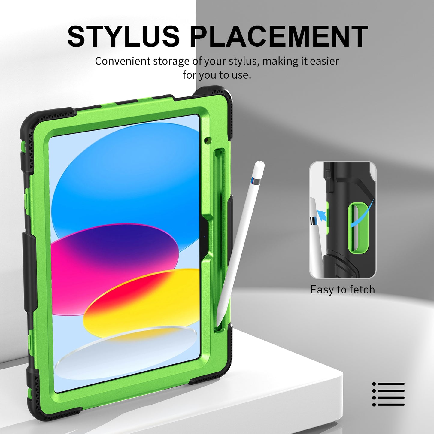 For iPad 10.9 (2022) Shockproof Kickstand Case PC+Silicone Tablet Cover with Shoulder Strap