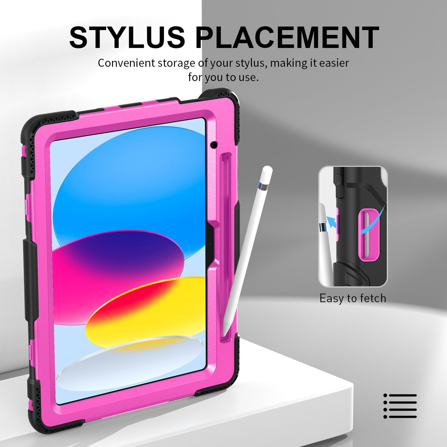 For iPad 10.9 (2022) Shockproof Kickstand Case PC+Silicone Tablet Cover with Shoulder Strap