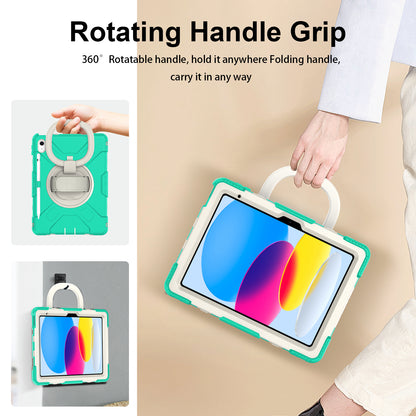 For iPad 10.9 (2022) Hand Strap Kickstand Tablet Case PC+Silicone Dual Layer Protective Cover with Shoulder Strap