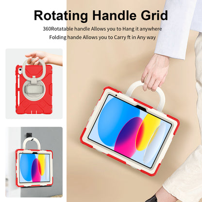 For iPad 10.9 (2022) Hand Strap Kickstand Tablet Case PC+Silicone Dual Layer Protective Cover with Shoulder Strap
