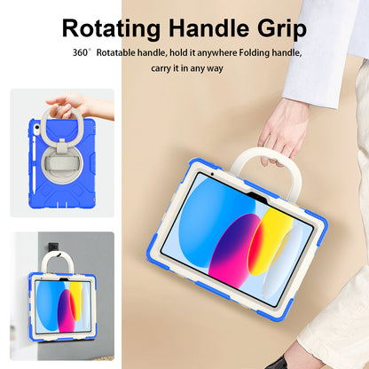 For iPad 10.9 (2022) Hand Strap Kickstand Tablet Case PC+Silicone Dual Layer Protective Cover with Shoulder Strap