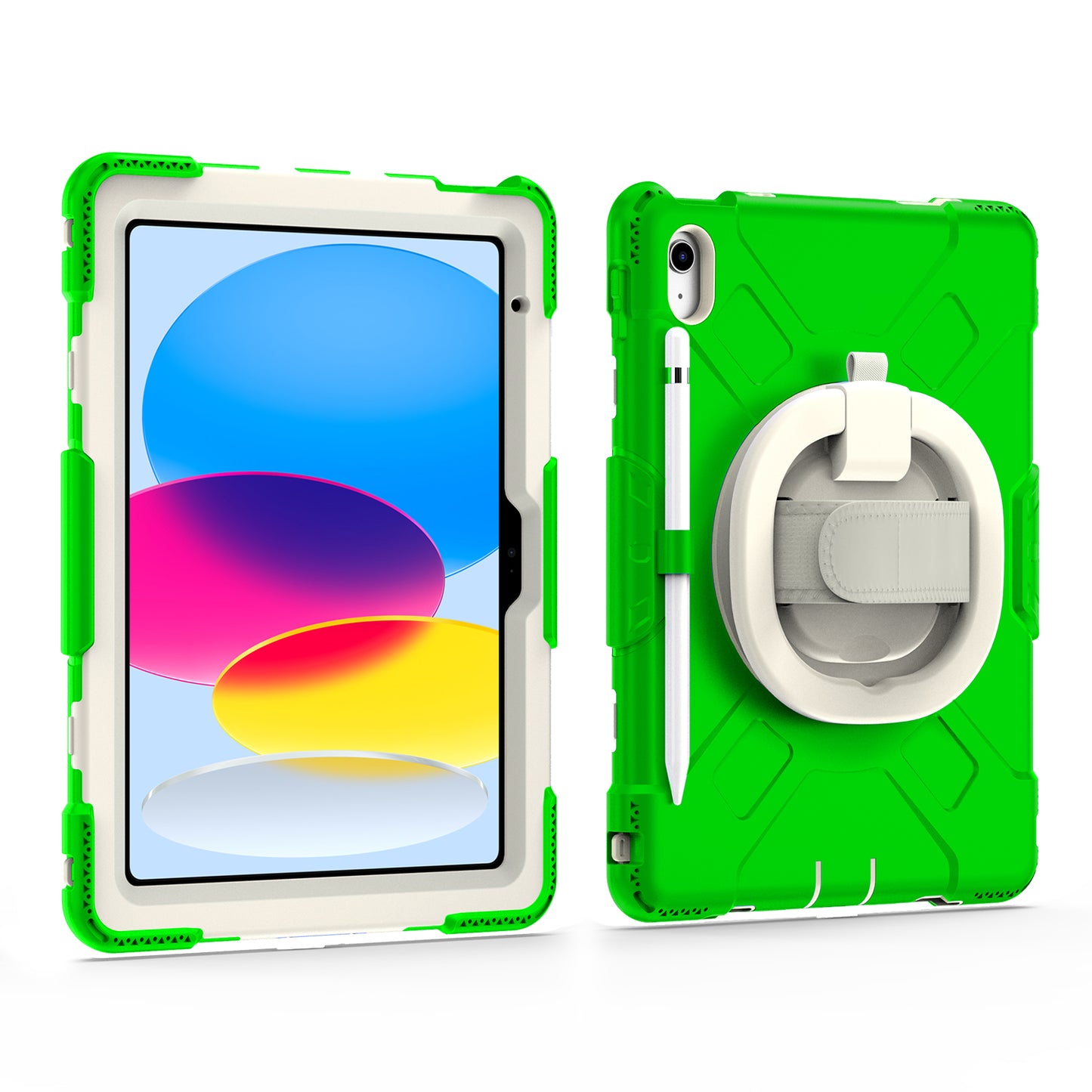 For iPad 10.9 (2022) Hand Strap Kickstand Tablet Case PC+Silicone Dual Layer Protective Cover with Shoulder Strap