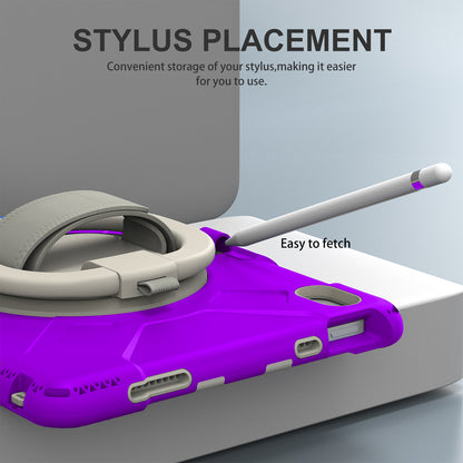 For iPad 10.9 (2022) Hand Strap Kickstand Tablet Case PC+Silicone Dual Layer Protective Cover with Shoulder Strap
