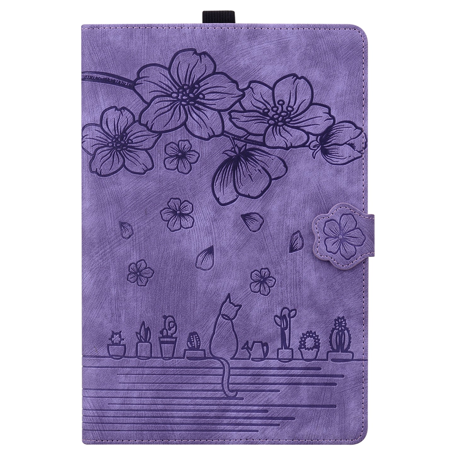 For iPad 10.2 (2021) / (2019) / (2020) / iPad Air 10.5 inch (2019) / iPad Pro 10.5-inch (2017) Leather Cover Flower Cat Imprinted Tablet Case