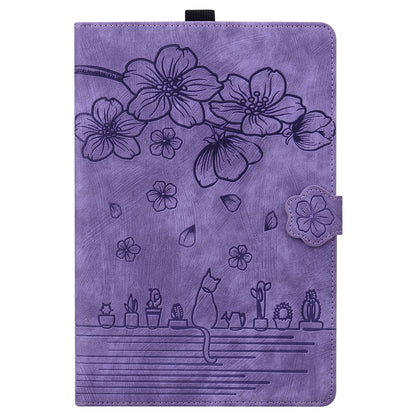 For iPad 10.2 (2021) / (2019) / (2020) / iPad Air 10.5 inch (2019) / iPad Pro 10.5-inch (2017) Leather Cover Flower Cat Imprinted Tablet Case