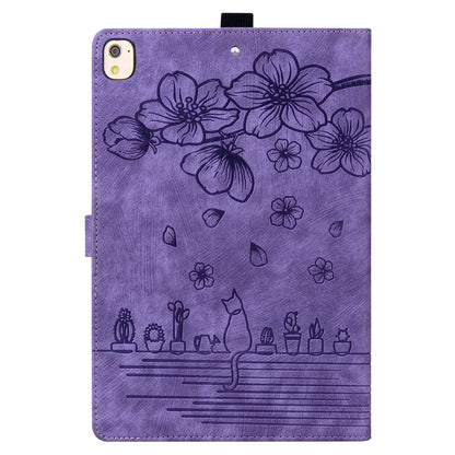 For iPad 10.2 (2021) / (2019) / (2020) / iPad Air 10.5 inch (2019) / iPad Pro 10.5-inch (2017) Leather Cover Flower Cat Imprinted Tablet Case