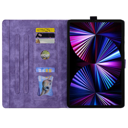 For iPad 10.2 (2021) / (2019) / (2020) / iPad Air 10.5 inch (2019) / iPad Pro 10.5-inch (2017) Leather Cover Flower Cat Imprinted Tablet Case
