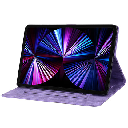 For iPad 10.2 (2021) / (2019) / (2020) / iPad Air 10.5 inch (2019) / iPad Pro 10.5-inch (2017) Leather Cover Flower Cat Imprinted Tablet Case