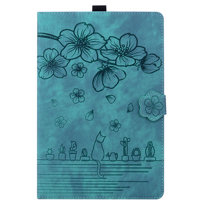 For iPad 10.2 (2021) / (2019) / (2020) / iPad Air 10.5 inch (2019) / iPad Pro 10.5-inch (2017) Leather Cover Flower Cat Imprinted Tablet Case