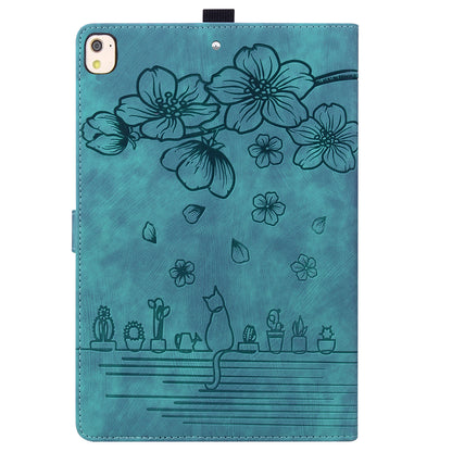 For iPad 10.2 (2021) / (2019) / (2020) / iPad Air 10.5 inch (2019) / iPad Pro 10.5-inch (2017) Leather Cover Flower Cat Imprinted Tablet Case