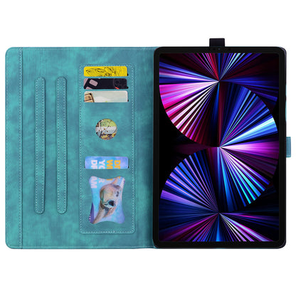 For iPad 10.2 (2021) / (2019) / (2020) / iPad Air 10.5 inch (2019) / iPad Pro 10.5-inch (2017) Leather Cover Flower Cat Imprinted Tablet Case