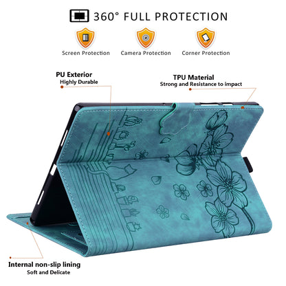 For iPad 10.2 (2021) / (2019) / (2020) / iPad Air 10.5 inch (2019) / iPad Pro 10.5-inch (2017) Leather Cover Flower Cat Imprinted Tablet Case