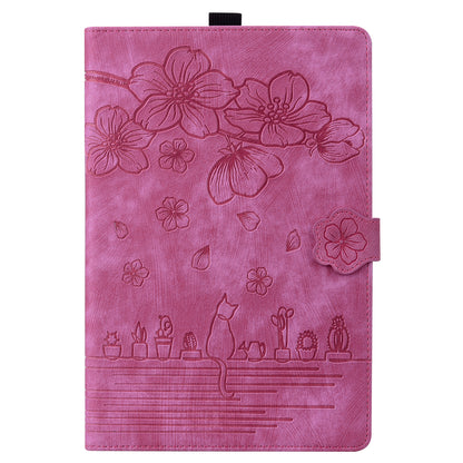 For iPad 10.2 (2021) / (2019) / (2020) / iPad Air 10.5 inch (2019) / iPad Pro 10.5-inch (2017) Leather Cover Flower Cat Imprinted Tablet Case