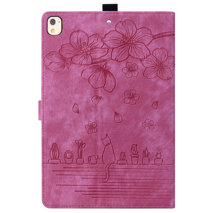 For iPad 10.2 (2021) / (2019) / (2020) / iPad Air 10.5 inch (2019) / iPad Pro 10.5-inch (2017) Leather Cover Flower Cat Imprinted Tablet Case