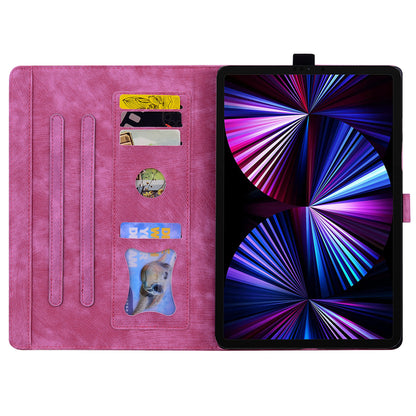 For iPad 10.2 (2021) / (2019) / (2020) / iPad Air 10.5 inch (2019) / iPad Pro 10.5-inch (2017) Leather Cover Flower Cat Imprinted Tablet Case