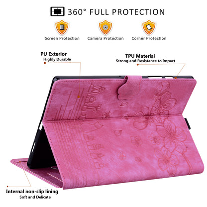 For iPad 10.2 (2021) / (2019) / (2020) / iPad Air 10.5 inch (2019) / iPad Pro 10.5-inch (2017) Leather Cover Flower Cat Imprinted Tablet Case