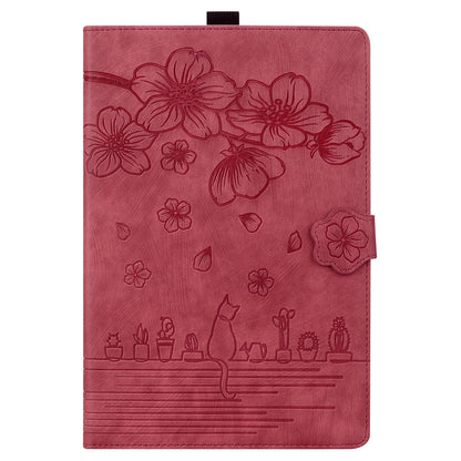 For iPad 10.2 (2021) / (2019) / (2020) / iPad Air 10.5 inch (2019) / iPad Pro 10.5-inch (2017) Leather Cover Flower Cat Imprinted Tablet Case