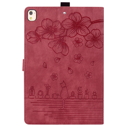 For iPad 10.2 (2021) / (2019) / (2020) / iPad Air 10.5 inch (2019) / iPad Pro 10.5-inch (2017) Leather Cover Flower Cat Imprinted Tablet Case
