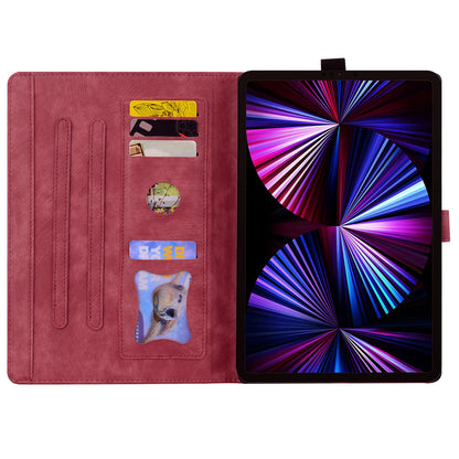For iPad 10.2 (2021) / (2019) / (2020) / iPad Air 10.5 inch (2019) / iPad Pro 10.5-inch (2017) Leather Cover Flower Cat Imprinted Tablet Case