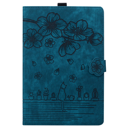 For iPad 10.2 (2021) / (2019) / (2020) / iPad Air 10.5 inch (2019) / iPad Pro 10.5-inch (2017) Leather Cover Flower Cat Imprinted Tablet Case